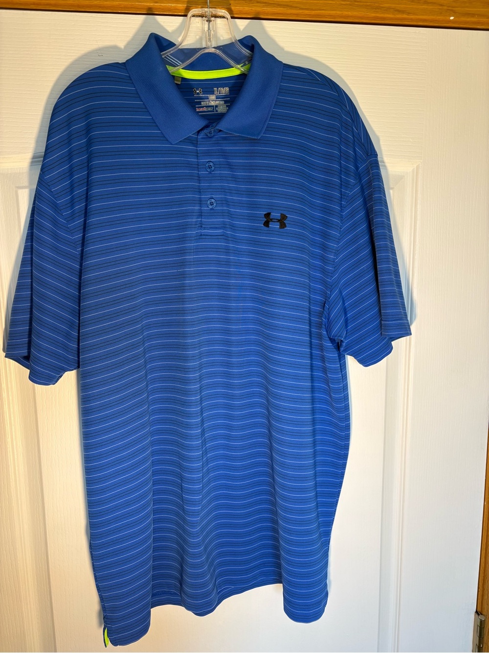 Under Armour Heat Gear Men's Blue Striped Polo Shirt Size XL